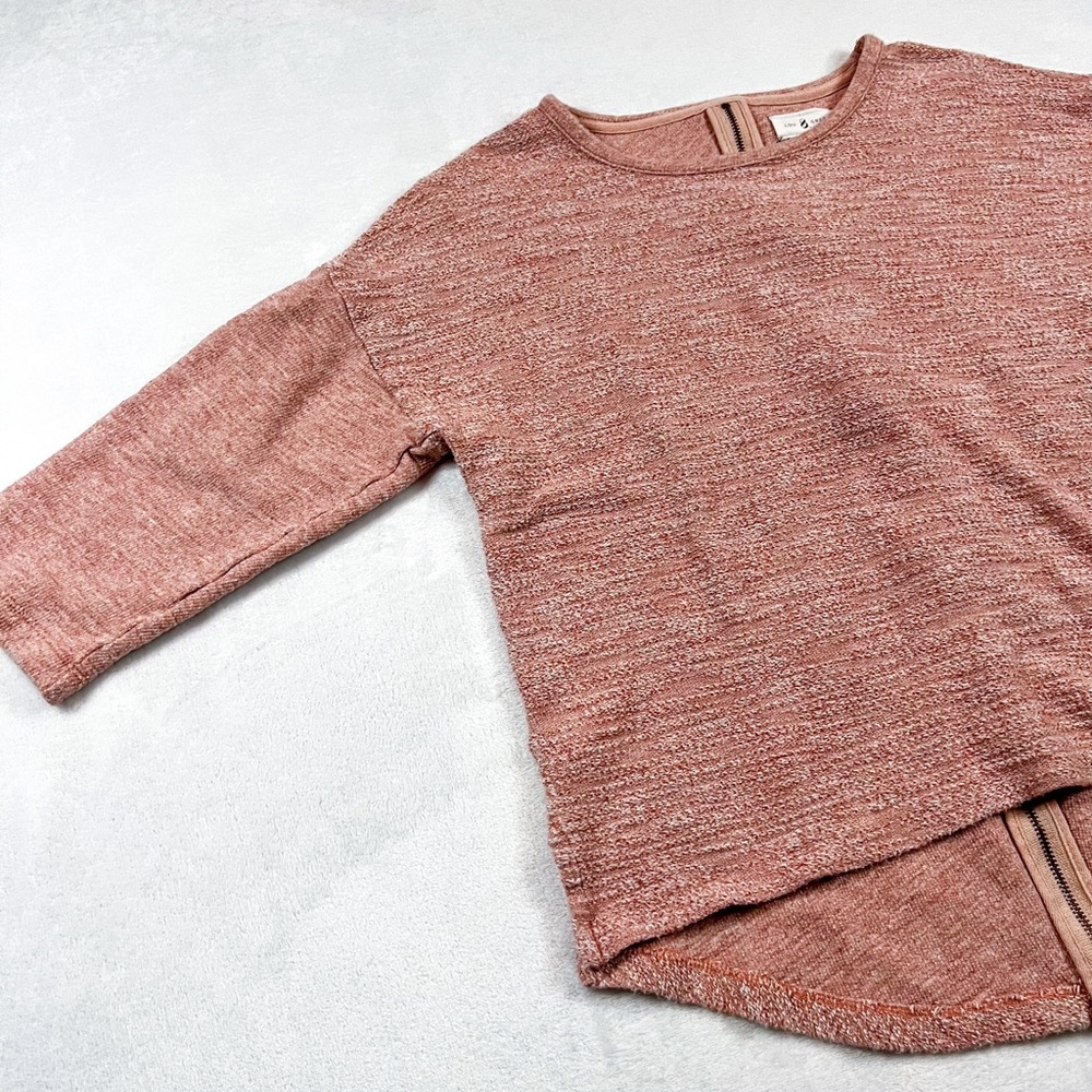 Lou & Grey Women’s Sz Small Pink Back Zip 3/4 Sleeve Knit Top. - Picture 4 of 10